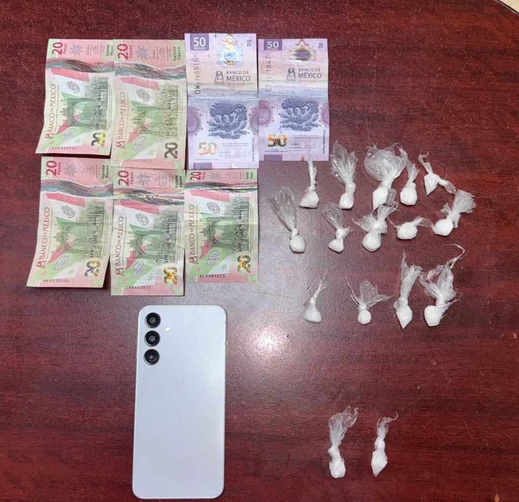 droga tipo cristal decomisada en una detención