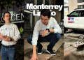 Three-panel scene of a man in a white shirt demonstrating street cleaning with a floor scrubber beside a MTY van in an urban setting.