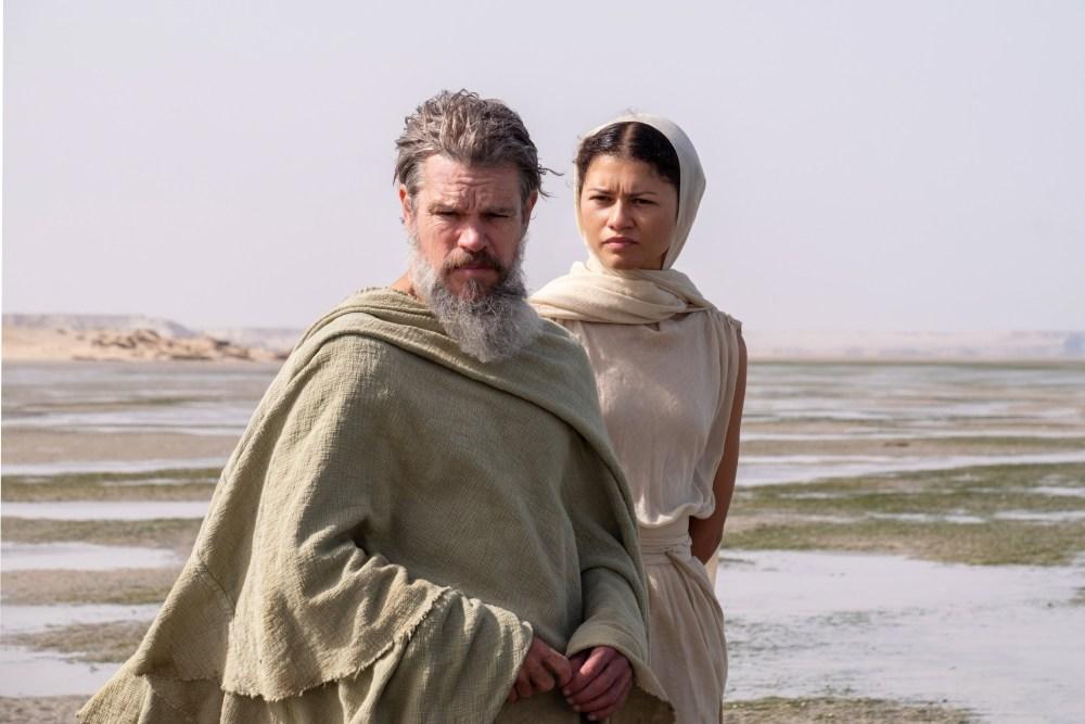 Matt Damon y Zendaya en La odisea de Nolan